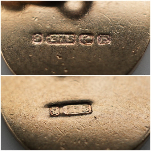1929年 英國復古 9ct金製 橢圓形袖扣 8.8g Owen Powell