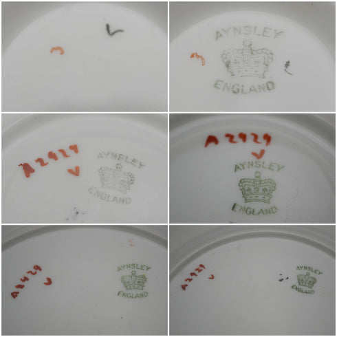 英國復古 Aynsley 「黑色條紋與玫瑰」茶杯三件組 對杯