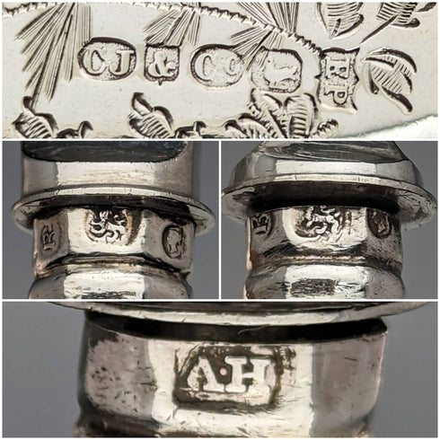 英国アンティーク 純銀製ハンドル フィッシュカトラリー 5ペアセット 布ケース入