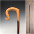 Vintage large curved handle hazel shaft shepherd's walking stick, 132cm