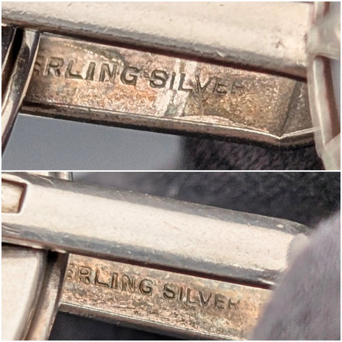 ヴィンテージ 純銀台座 ブルーレースアゲート カフリンクス カフスボタン