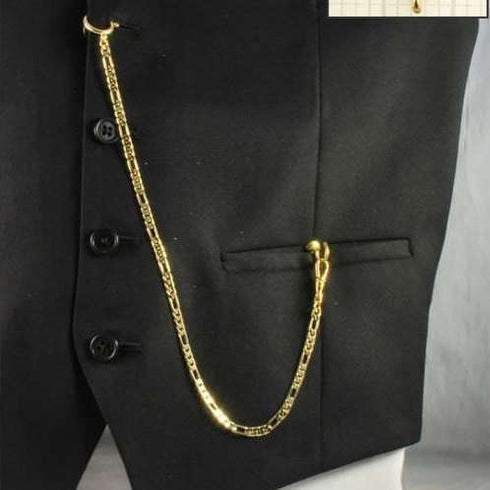 K24 Gold Plated Pull Ring Type Albert Chain Fancy Link