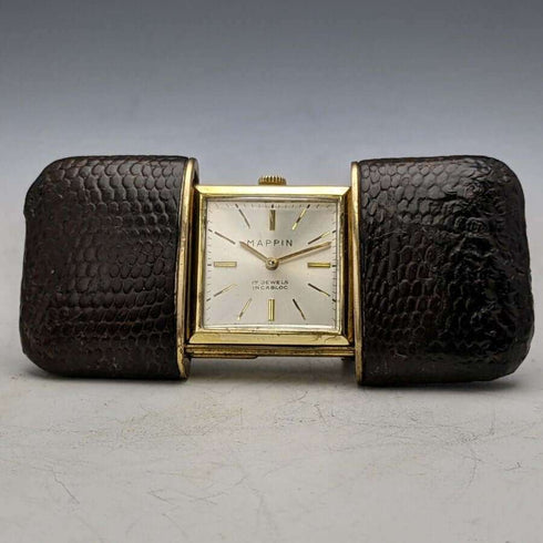 영국 빈티지, 작동 양호, 마핀앤웹 퍼스 워치, 기계식, 17석, 가죽 케이스