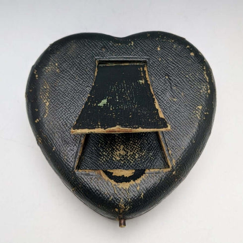 1899年頃 英国アンティーク ハート形純銀製懐中時計ホルダ REVUE懐中時計付き