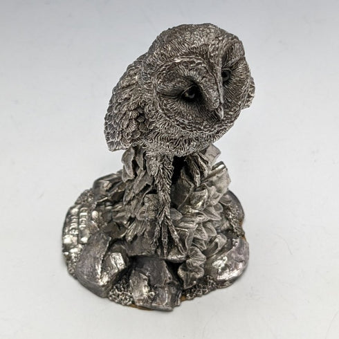 純銀張り彫刻 フクロウ オブジェ 80g 英国 カントリーアーティスト社