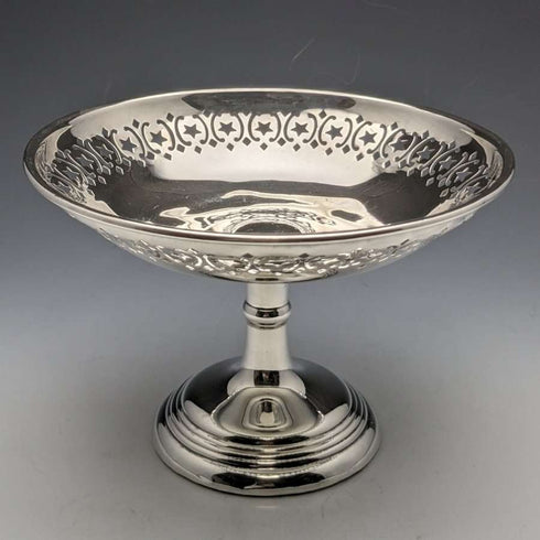 1909年 英国古董 纯银(925银) 高脚果盘/塔萨盘 直径15cm 191g West & Son