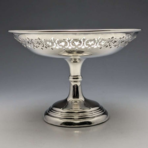 1909年 英国古董 纯银(925银) 高脚果盘/塔萨盘 直径15cm 191g West & Son