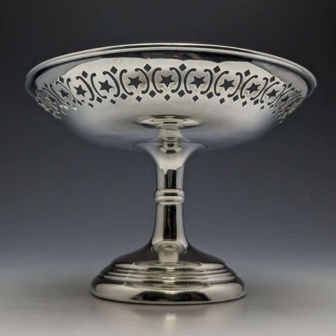 1909年 英国古董 纯银(925银) 高脚果盘/塔萨盘 直径15cm 191g West & Son