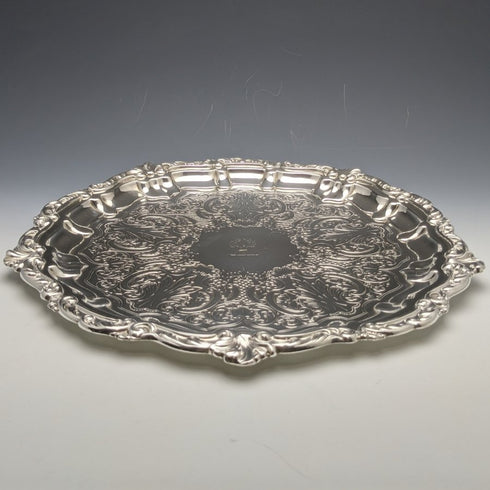 1898 年英國古董純銀(925 銀)無腿薩爾瓦直徑 30cm 670g Henry Bourne