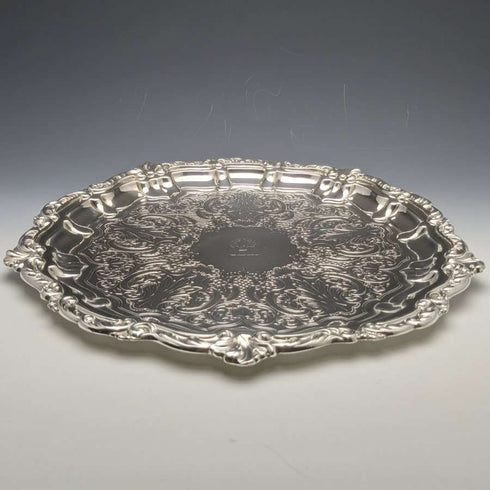 1898 年英國古董純銀(925 銀)無腿薩爾瓦直徑 30cm 670g Henry Bourne