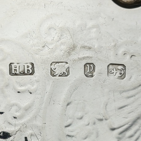 1898 年英國古董純銀(925 銀)無腿薩爾瓦直徑 30cm 670g Henry Bourne