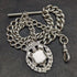Cadena Albert de plata de ley (925) antigua inglesa, c. 1900, 56 g, con dije emblema de plata de ley