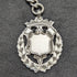 Cadena Albert de plata de ley (925) antigua inglesa, c. 1900, 56 g, con dije emblema de plata de ley