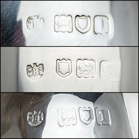 1906年 英国アンティーク 純銀(925シルバー) ティーポット3点セット 計783g Edward Barnard