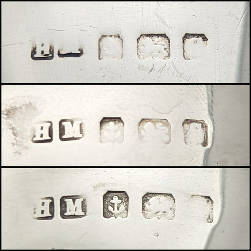 1917 年英國古董純銀(925 銀)學士茶壺 3 件套總計 606 克 Henry Matthews