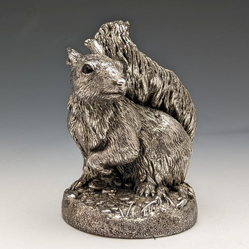 Sterling Silver Sculpture Squirrel Object 263g Height 8.5cm British Country Artists