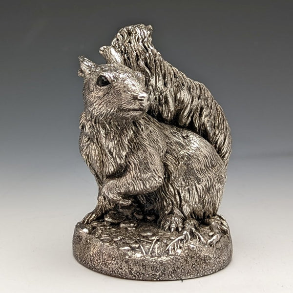 Sterling Silver Sculpture Squirrel Object 263g Height 8.5cm British Country Artists