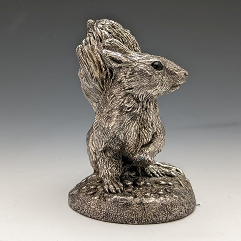 Sterling Silver Sculpture Squirrel Object 263g Height 8.5cm British Country Artists