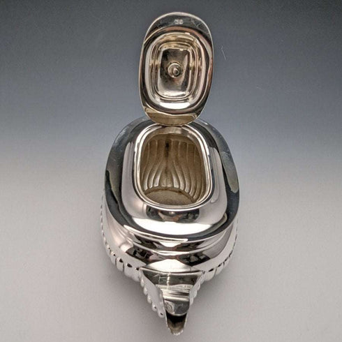 Tetera de plata de ley (925) antigua inglesa de 1906, 394 g, Barker Brothers
