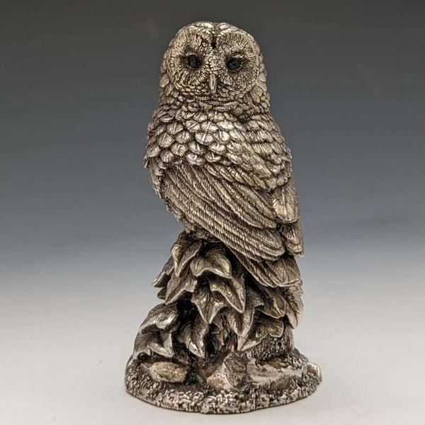 純銀張り彫刻 フクロウ オブジェ 109g 高さ7.5cm 英国 カントリーアーティスト社