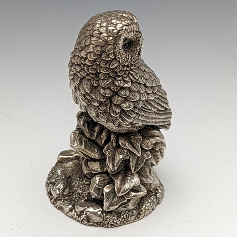 純銀張り彫刻 フクロウ オブジェ 109g 高さ7.5cm 英国 カントリーアーティスト社