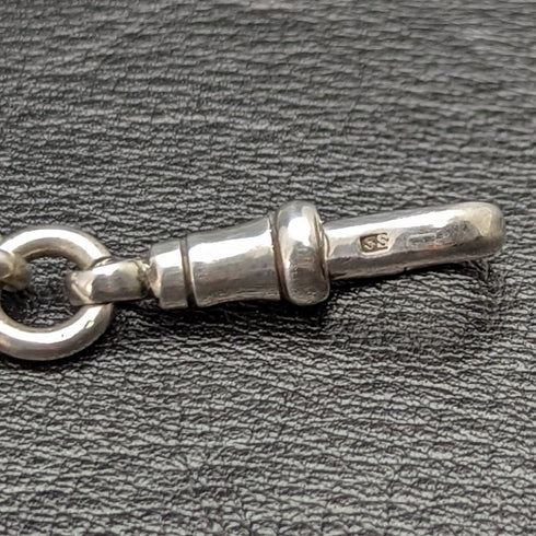 Around 1900 British Antique Pure Silver (925 Silver) Albert Chain Extra Thick 73g Pure Silver Double Sided Fob