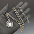 Around 1900 British Antique Pure Silver (925 Silver) Albert Chain Extra Thick 73g Pure Silver Double Sided Fob