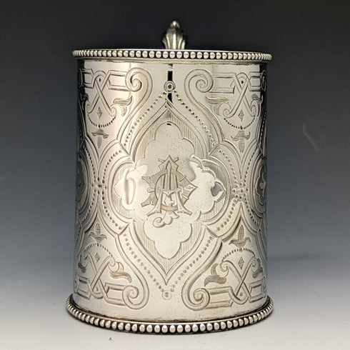 1864 British Antique Pure Silver (925 Silver) Mug Cup 154g Robert Harper