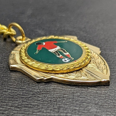 UK Gold Plated Albert Chain 43g Soccer Medal Fob
