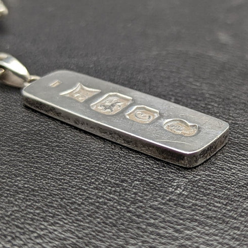 1900年頃 英国アンティーク 純銀(925シルバー)極太アルバートチェーン 75g 純銀インゴットフォブ