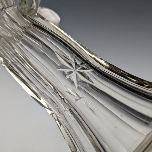 1910年 英国アンティーク 純銀装飾 カットグラス 花瓶 383g C C May & Sons