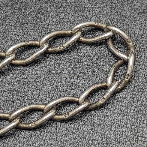 1899年頃 英国アンティーク 純銀(925シルバー)ダブルアルバートチェーン 57g メダルフォブ