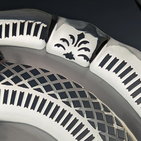 1938 British Vintage Pure Silver (925 Silver) Fruit Bowl Compote Diameter 26cm 470g Joseph Gloster Ltd