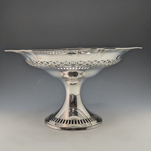 1938 British Vintage Pure Silver (925 Silver) Fruit Bowl Compote Diameter 26cm 470g Joseph Gloster Ltd