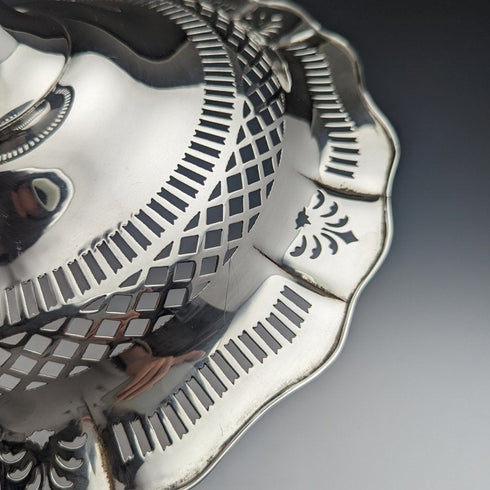 1938 British Vintage Pure Silver (925 Silver) Fruit Bowl Compote Diameter 26cm 470g Joseph Gloster Ltd