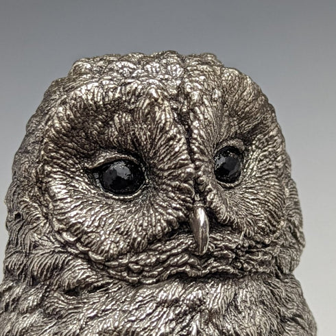 純銀張り彫刻 フクロウ オブジェ 385g 英国 カントリーアーティスト社