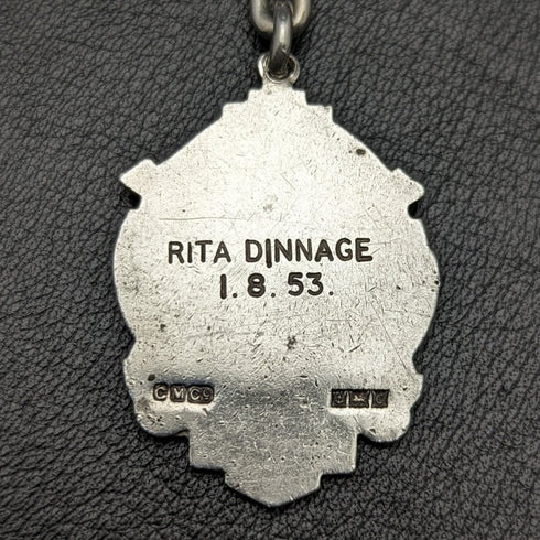 1920年頃 英国アンティーク 純銀(925シルバー)アルバートチェーン 37g メダルフォブ