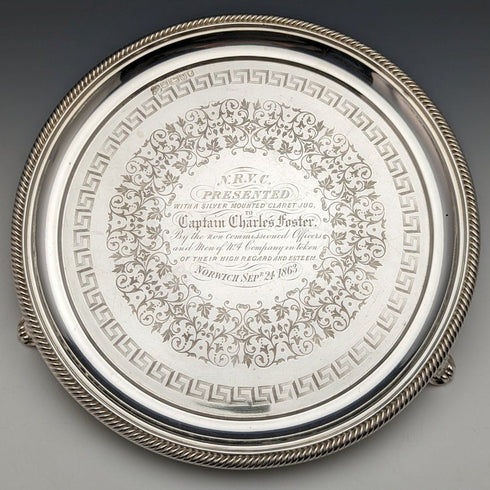 1863 年英國古董純銀(925 銀)Salva 直徑 21cm 350g Hawkesworth Eyre
