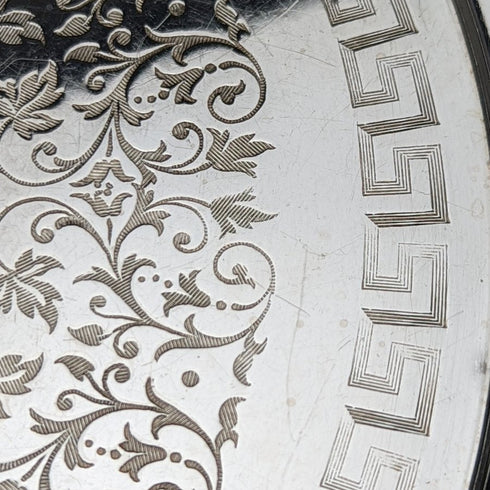 1863年 英国アンティーク 純銀(925シルバー) サルヴァ 直径21cm 350g Hawkesworth Eyre