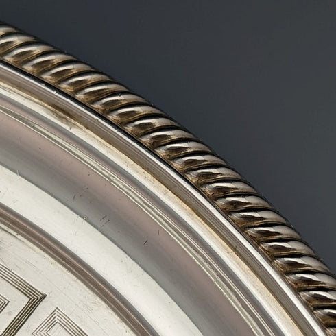 1863年 英国アンティーク 純銀(925シルバー) サルヴァ 直径21cm 350g Hawkesworth Eyre