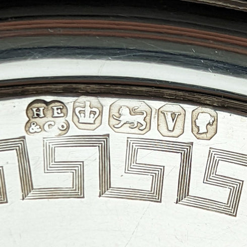 1863年 英国アンティーク 純銀(925シルバー) サルヴァ 直径21cm 350g Hawkesworth Eyre