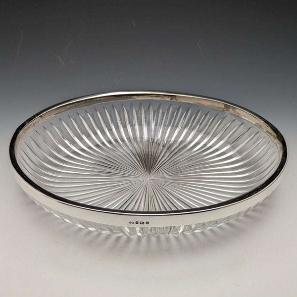 1909년 영국 앤틱 순은 장식 대형 컷 글라스 볼 1265g Henry Manton