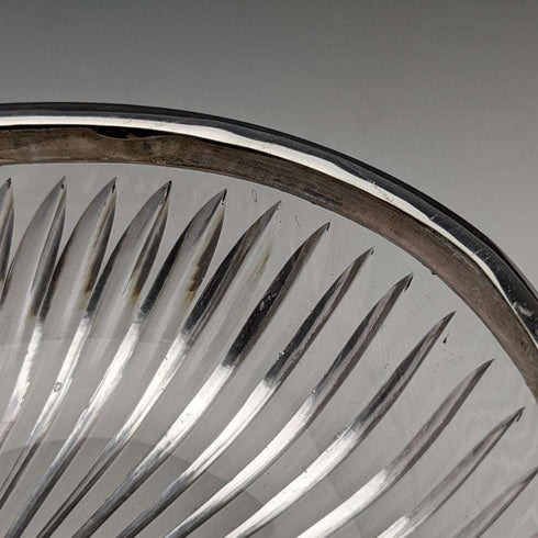 1909 British Antique Pure Silver Decorated Large Cut Glass Bowl 1265g Henry Manton