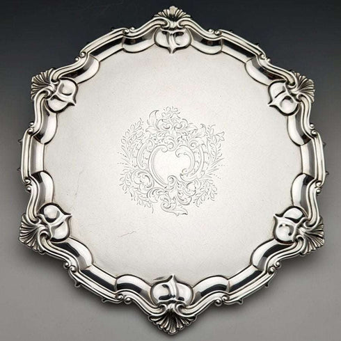 1904 年英國古董純銀(925 銀)Salva 直徑 24.5cm 454g William Hutton