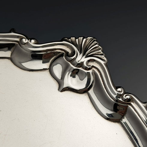 1904年 英国アンティーク 純銀(925シルバー) サルヴァ 直径24.5cm 454g William Hutton