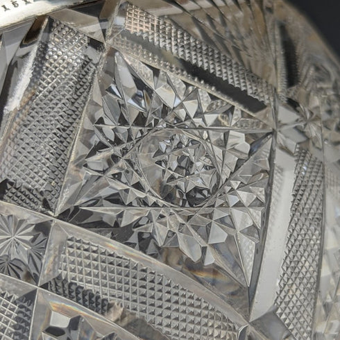 1910年 英国アンティーク 純銀リム カットグラス フルーツボウル 1853g John Grinsell & Sons