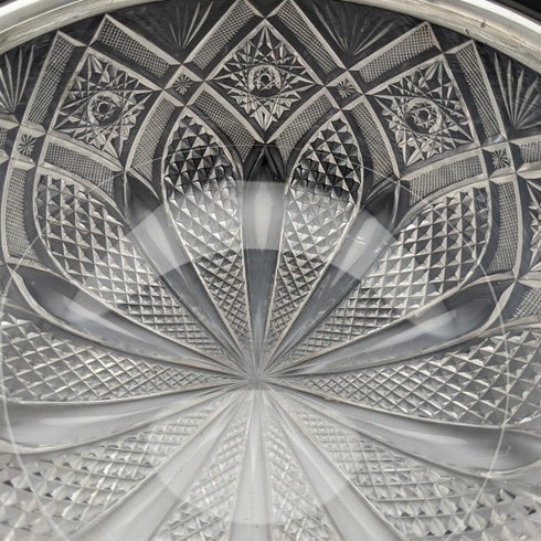 1910年 英国アンティーク 純銀リム カットグラス フルーツボウル 1853g John Grinsell & Sons