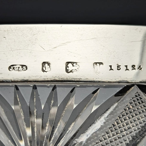 1910年 英国アンティーク 純銀リム カットグラス フルーツボウル 1853g John Grinsell & Sons