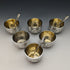 Saleros de plata de ley (925) antiguos ingleses de 1884, juego de 6 piezas con 3 cucharas, 184 g en total, Wakely & Wheeler