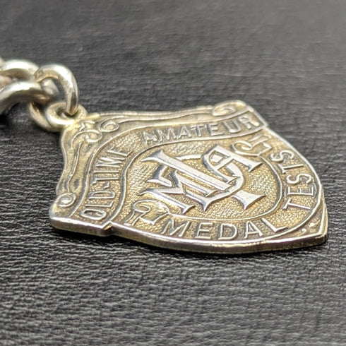 Around 1900 British Antique Pure Silver Thick Albert Chain 80g Medal Fob